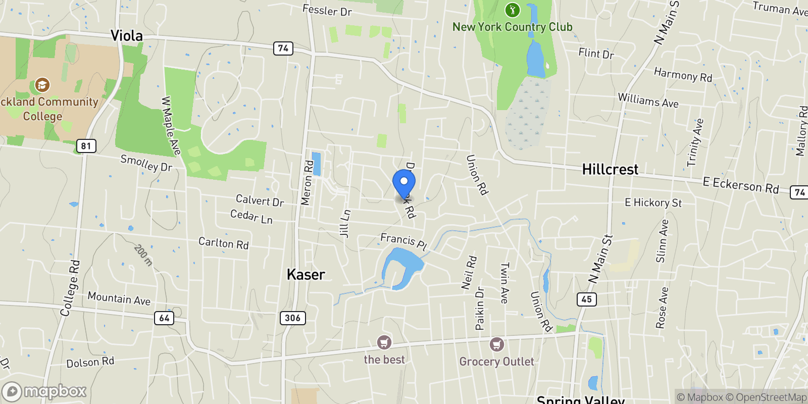 Map showing 15 Dr Frank Road, Spring Valley, NY 10977, Spring Valley, New York, United States.