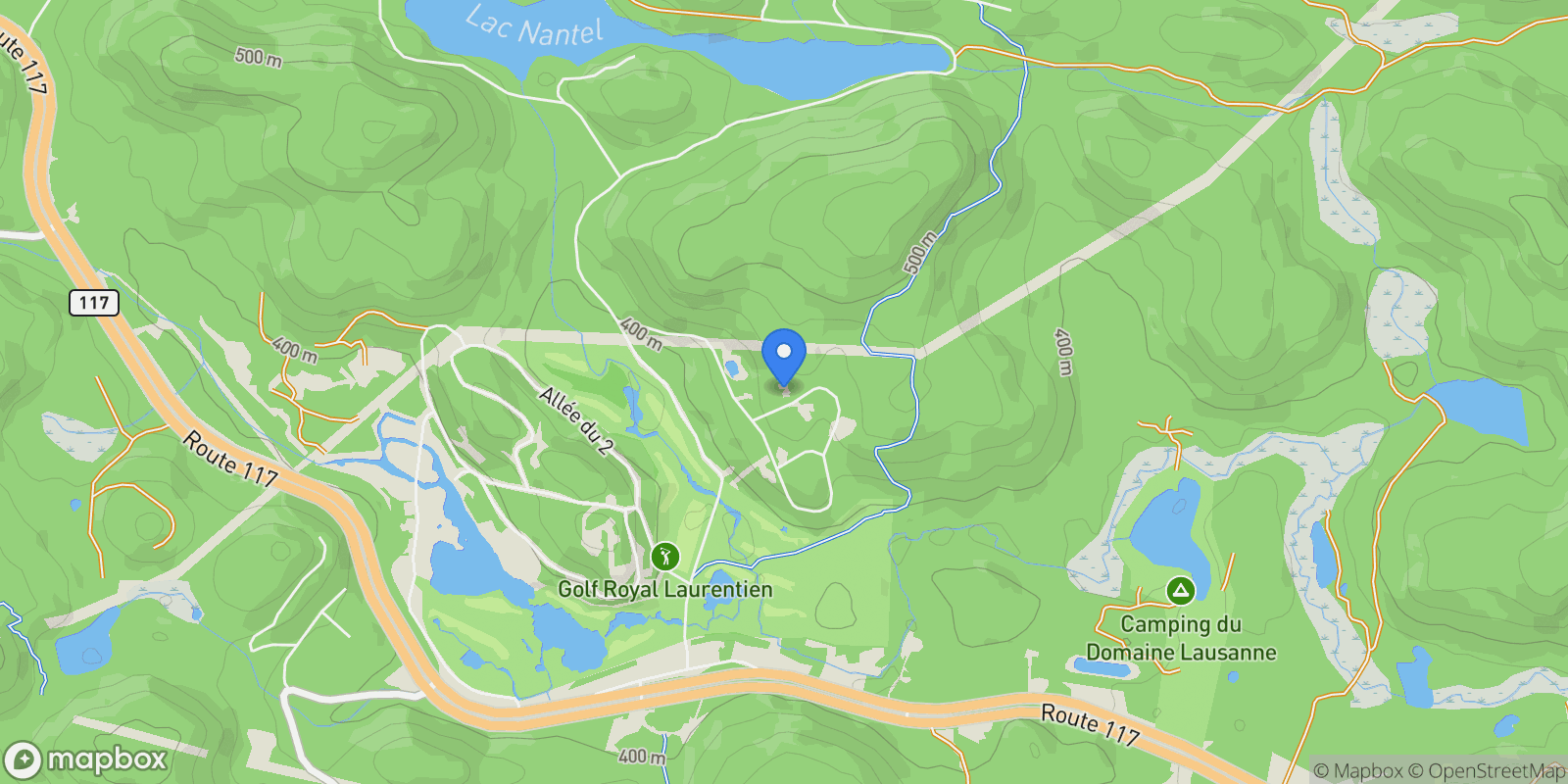 Map showing 186 Allée du 5e, Saint-Faustin-Lac-Carré, Quebec, Canada.