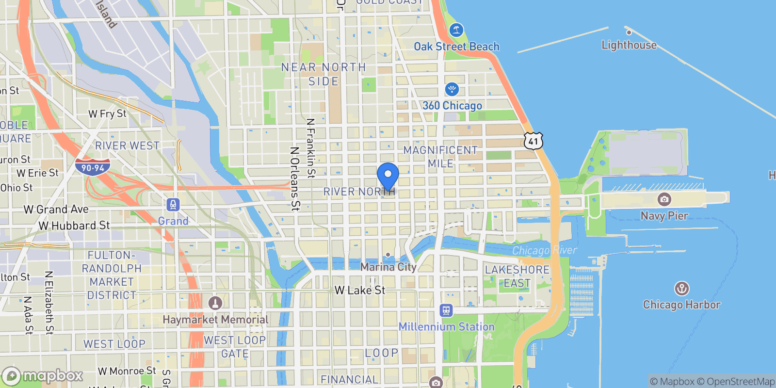 Map showing 545 N. Dearborn Street, #W3601, Chicago, IL, 60654, USA, Chicago, Illinois, United States.