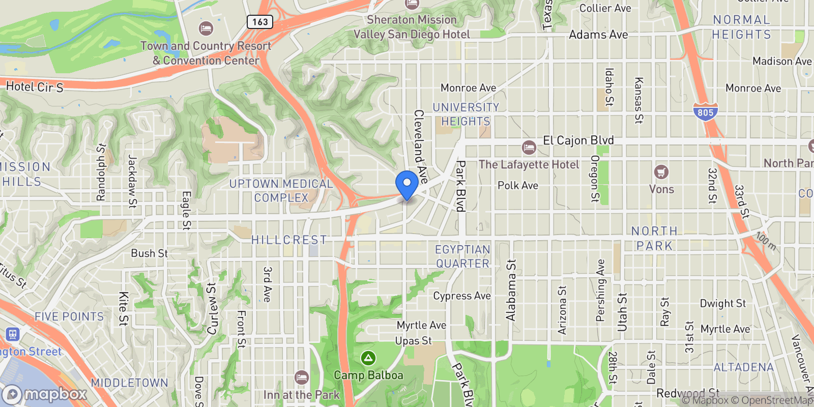 Map showing 4015 Richmond St, San Diego, California, United States.