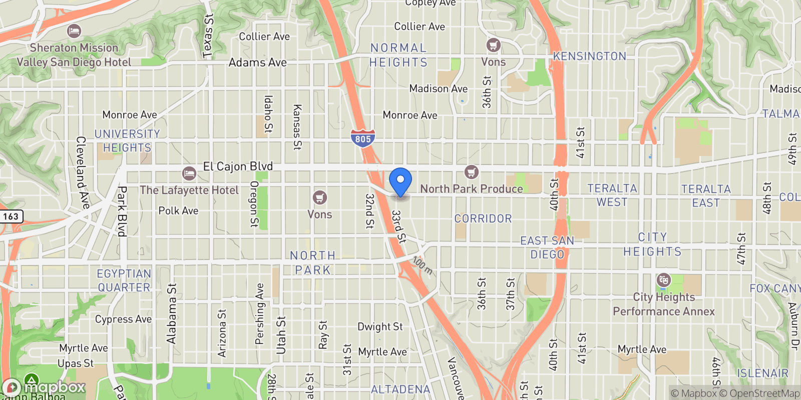 Map showing 4171 33rd Street, San Diego, California, United States.