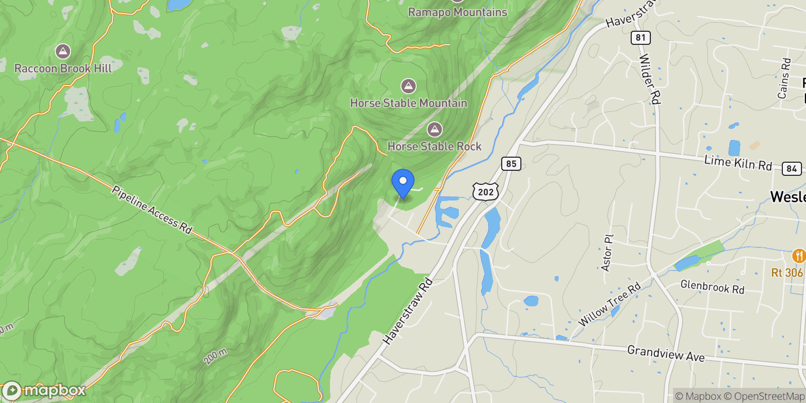 Map showing 23 Sky Meadow Road, Suffern, NY 10901, Montebello, New York, United States.