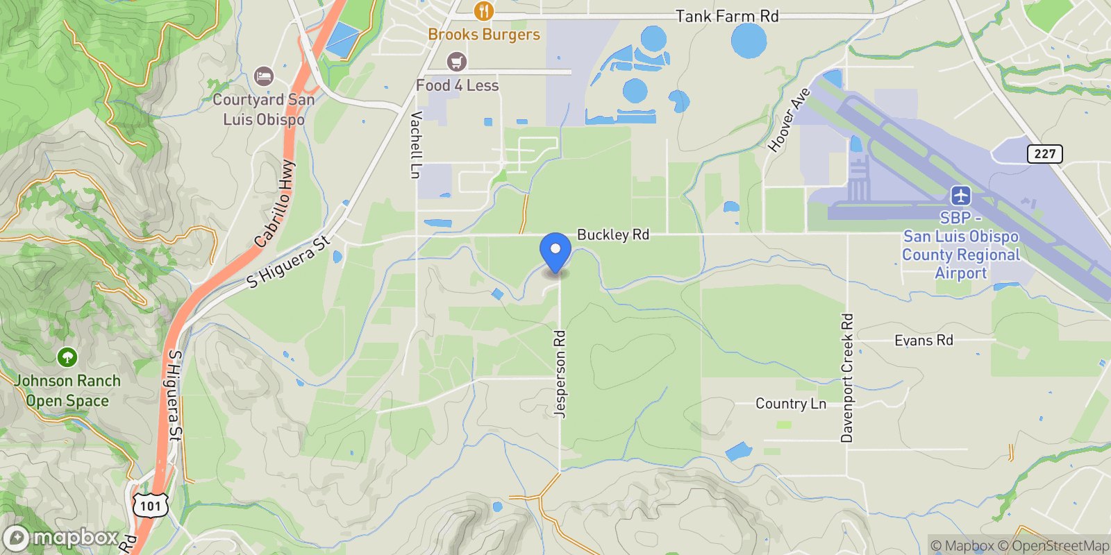 Map showing 280 Jespersen Lane, San Luis Obispo, California, United States.