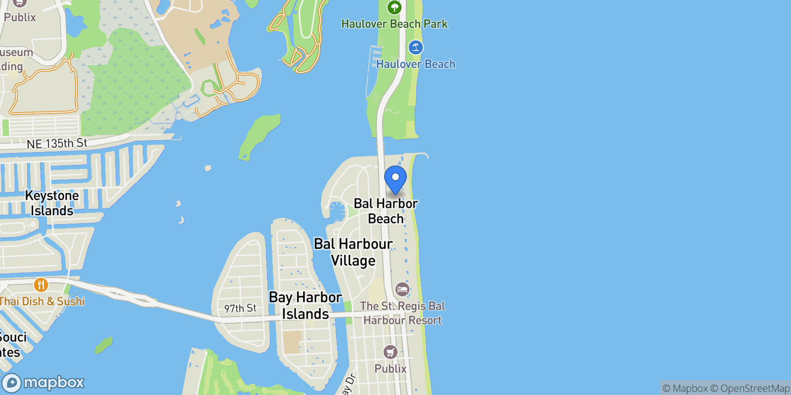Map showing 10205 Collins Ave 404, Bal Harbour, Florida, United States.