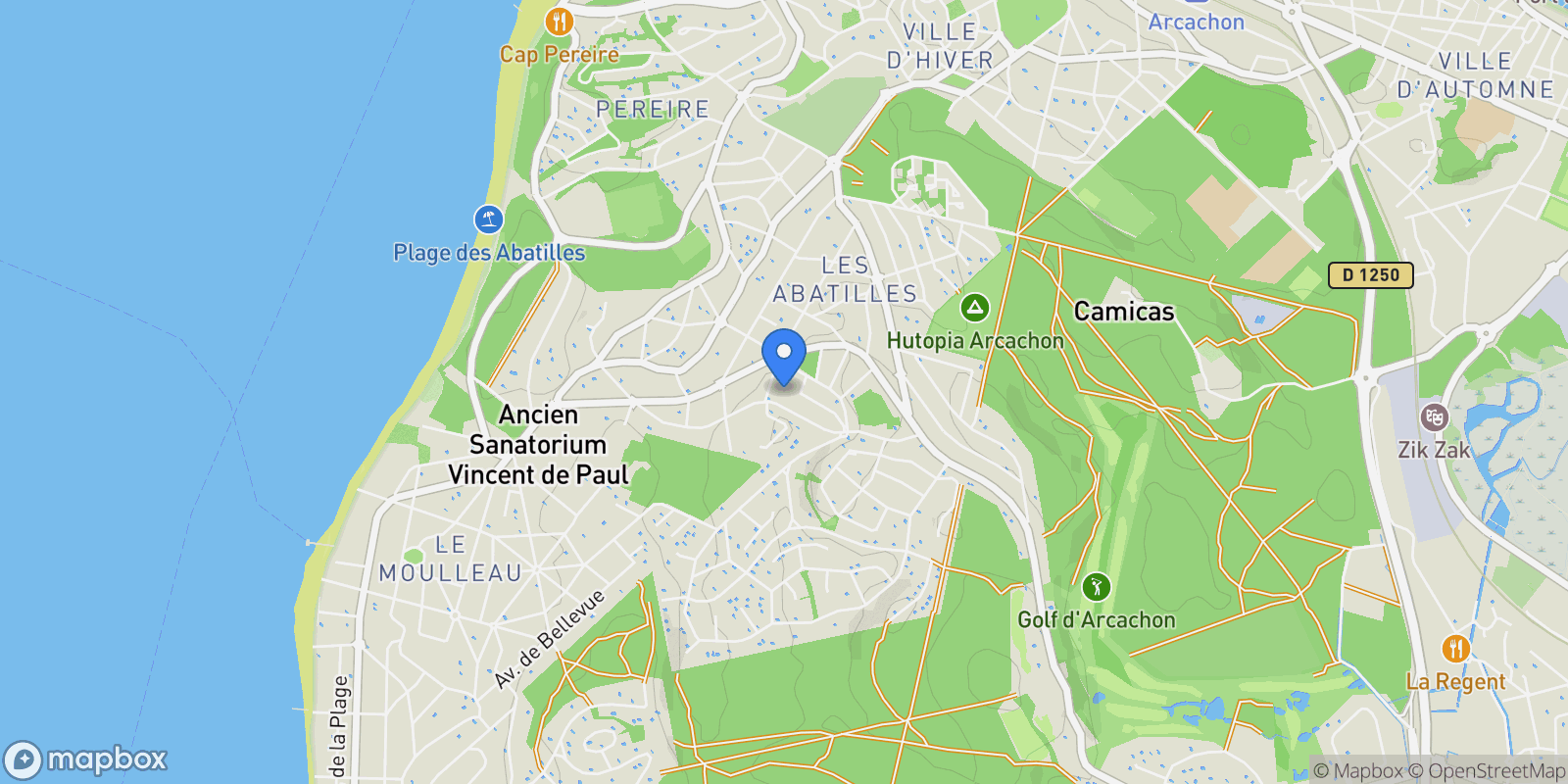 Map showing Arcachon, Nouvelle-Aquitaine, France.