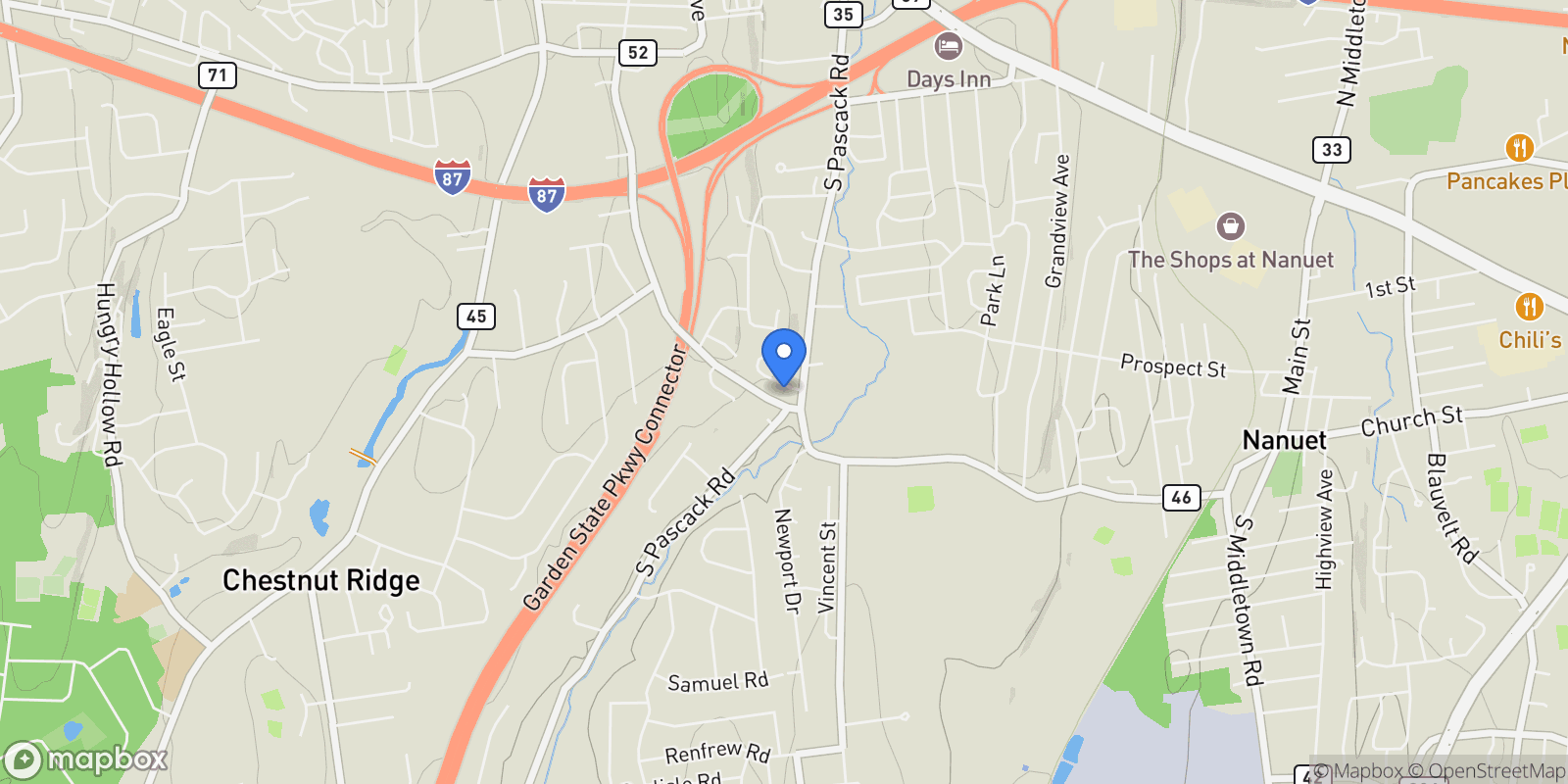 Map showing 13 Mesa Place, Nanuet, NY 10954, Nanuet, New York, United States.