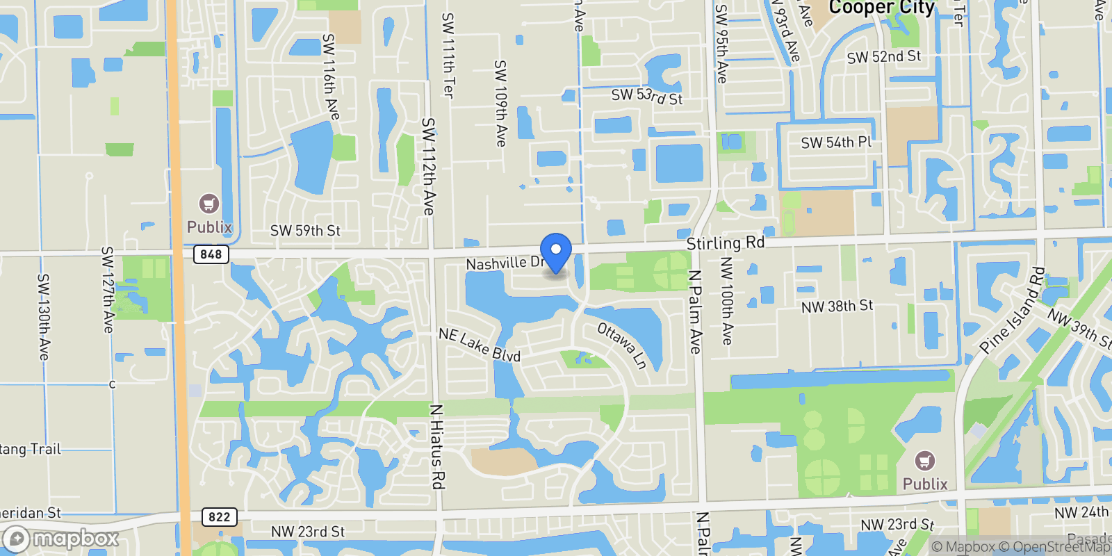 Map showing 10746 Charleston Pl, Cooper City, Florida, United States.