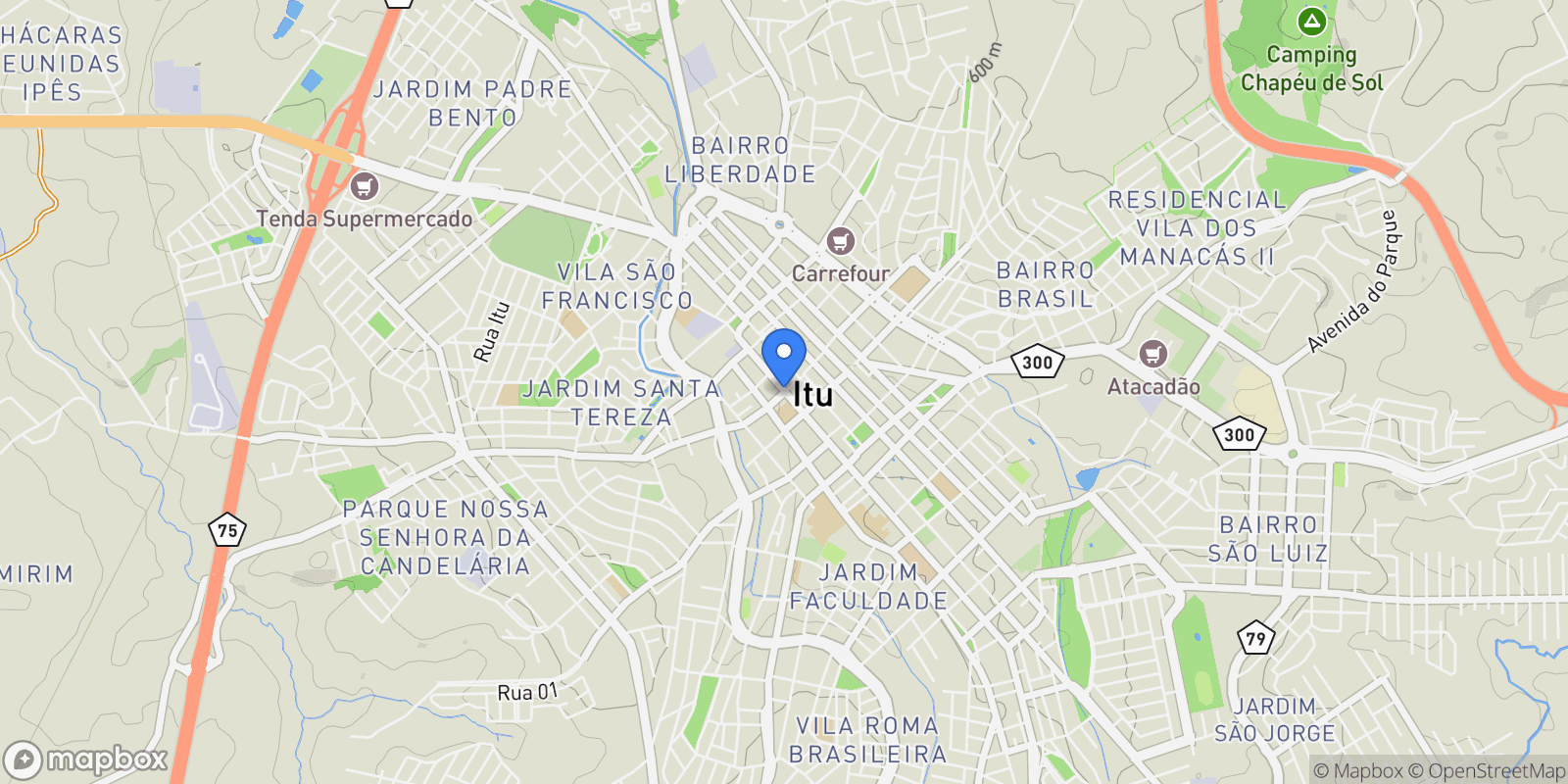 Map showing Itu, State of São Paulo, Brazil.