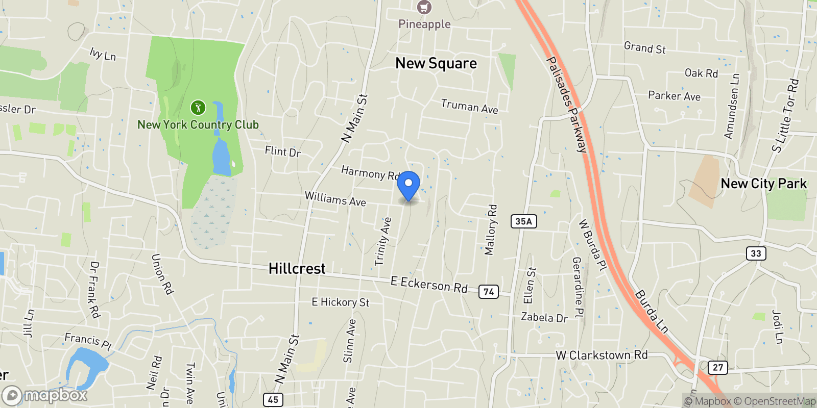 Map showing 2 N Eckerson Lane, Spring Valley, NY 10977, Spring Valley, New York, United States.