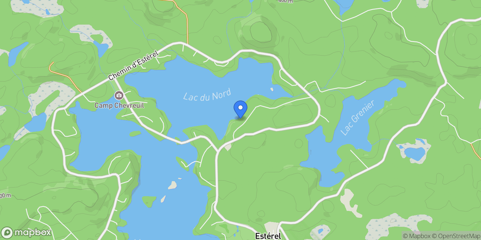 Map showing 10 Allée des Petits-Chaudrons, Estérel, Quebec, Canada.