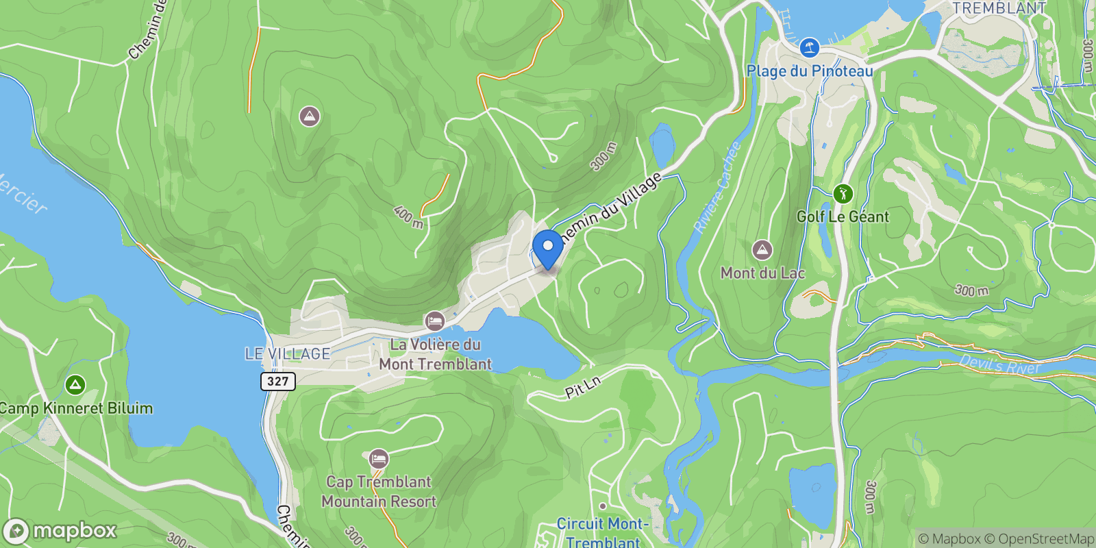 Map showing 110 Allée Pangman, Mont-Tremblant, Quebec, Canada.