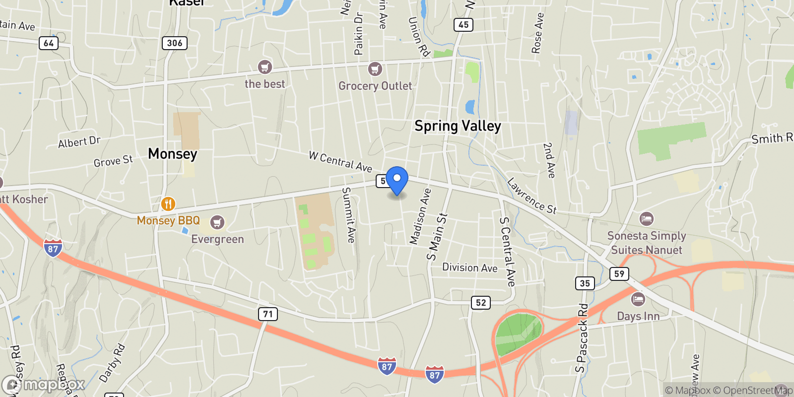 Map showing 15 Ridge Avenue #101, Spring Valley, NY 10977, Spring Valley, New York, United States.