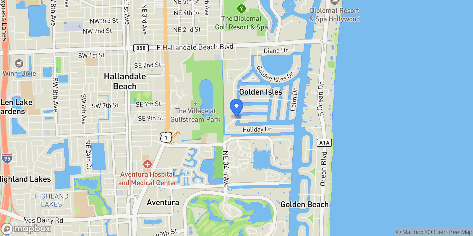 Map showing 661 Layne Blvd, Hallandale Beach, Florida, United States.