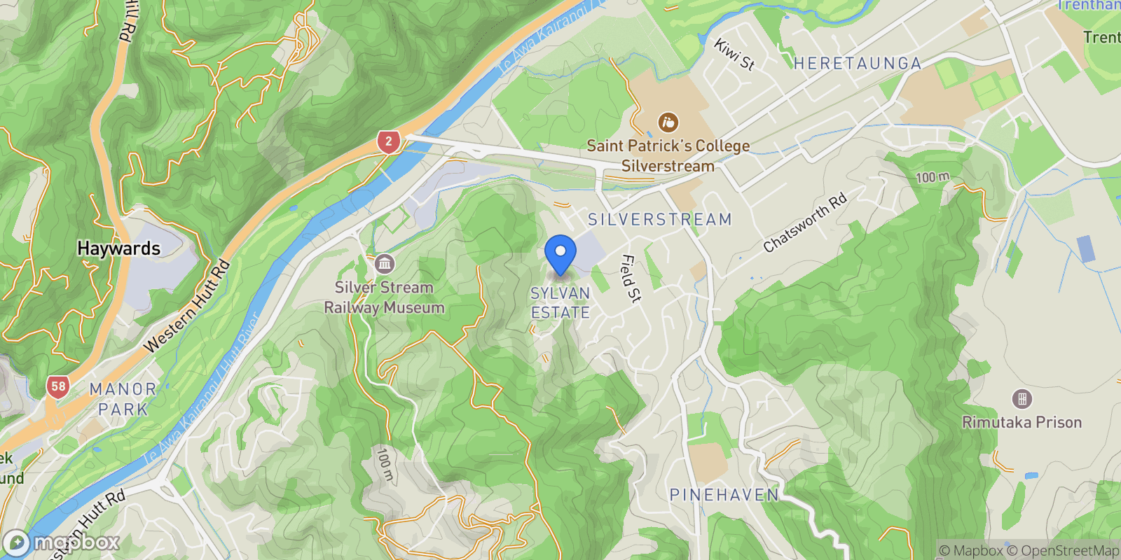 Map showing 9 Sylvan Way Silverstream, Upper Hutt, WGN 5019, Upper Hutt, Wellington, New Zealand.