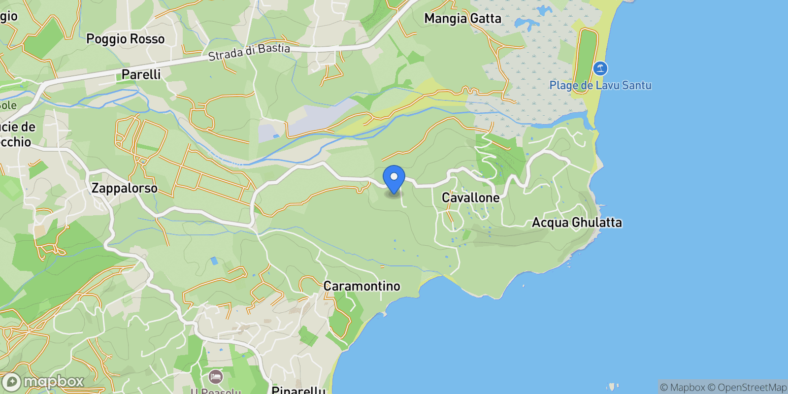 Map showing Zonza, Corsica, France.