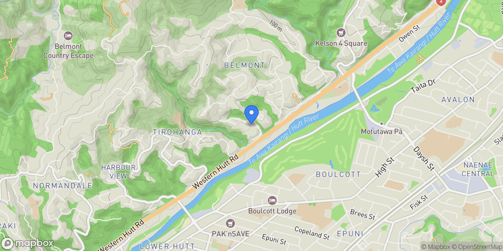 Map showing 33 Wairere Road Belmont, Lower Hutt, WGN 5010, Lower Hutt, Wellington, New Zealand.