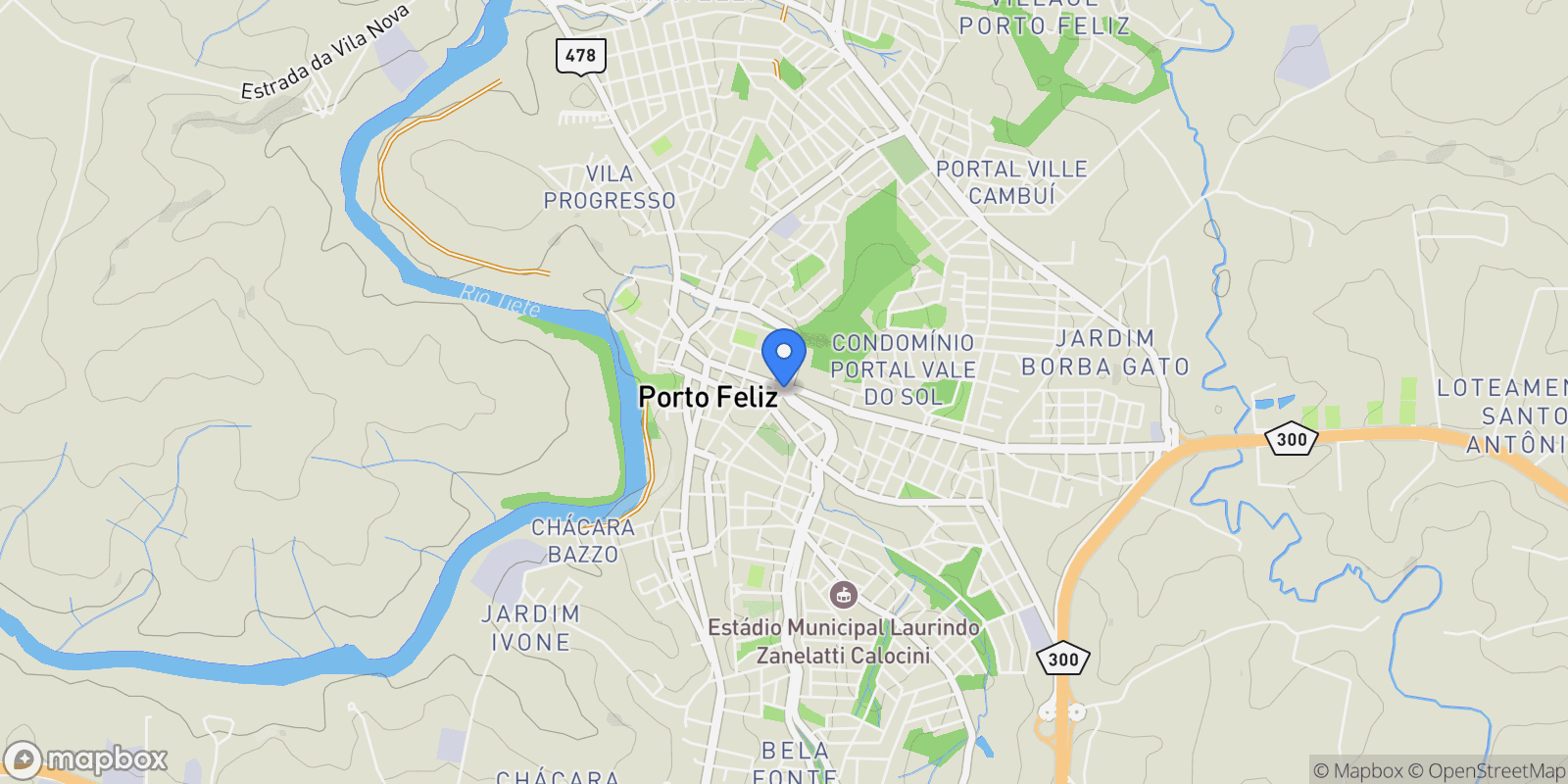 Map showing Porto Feliz, State of São Paulo, Brazil.