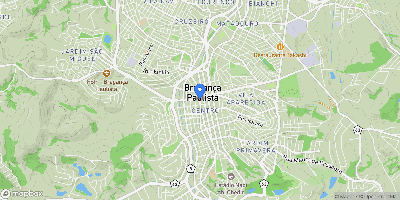 Map showing Bragança Paulista, State of São Paulo, Brazil.