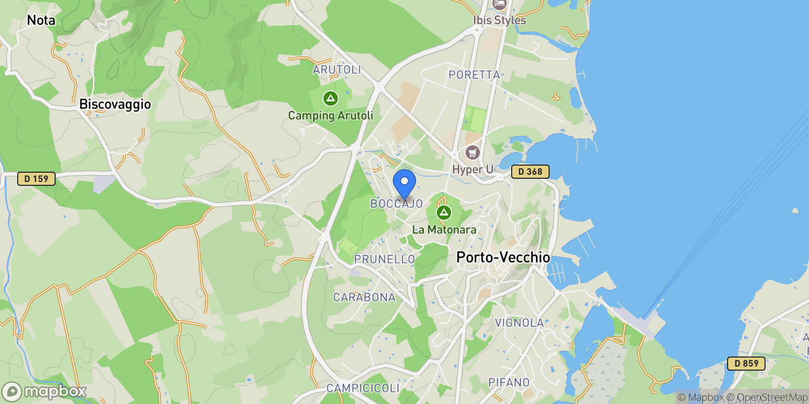 Map showing Porto-Vecchio, Corsica, France.