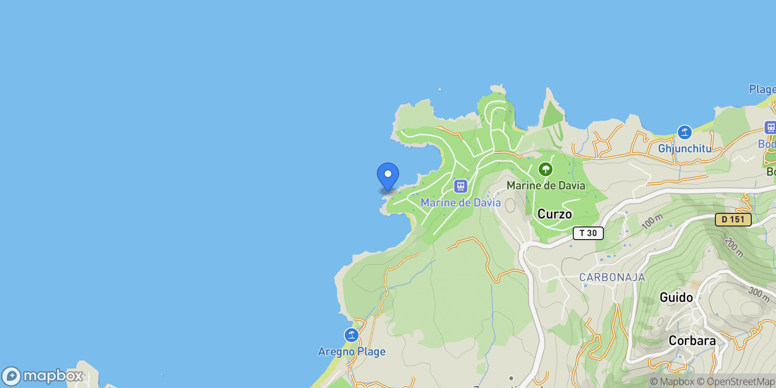 Map showing Corbara, Corsica, France.