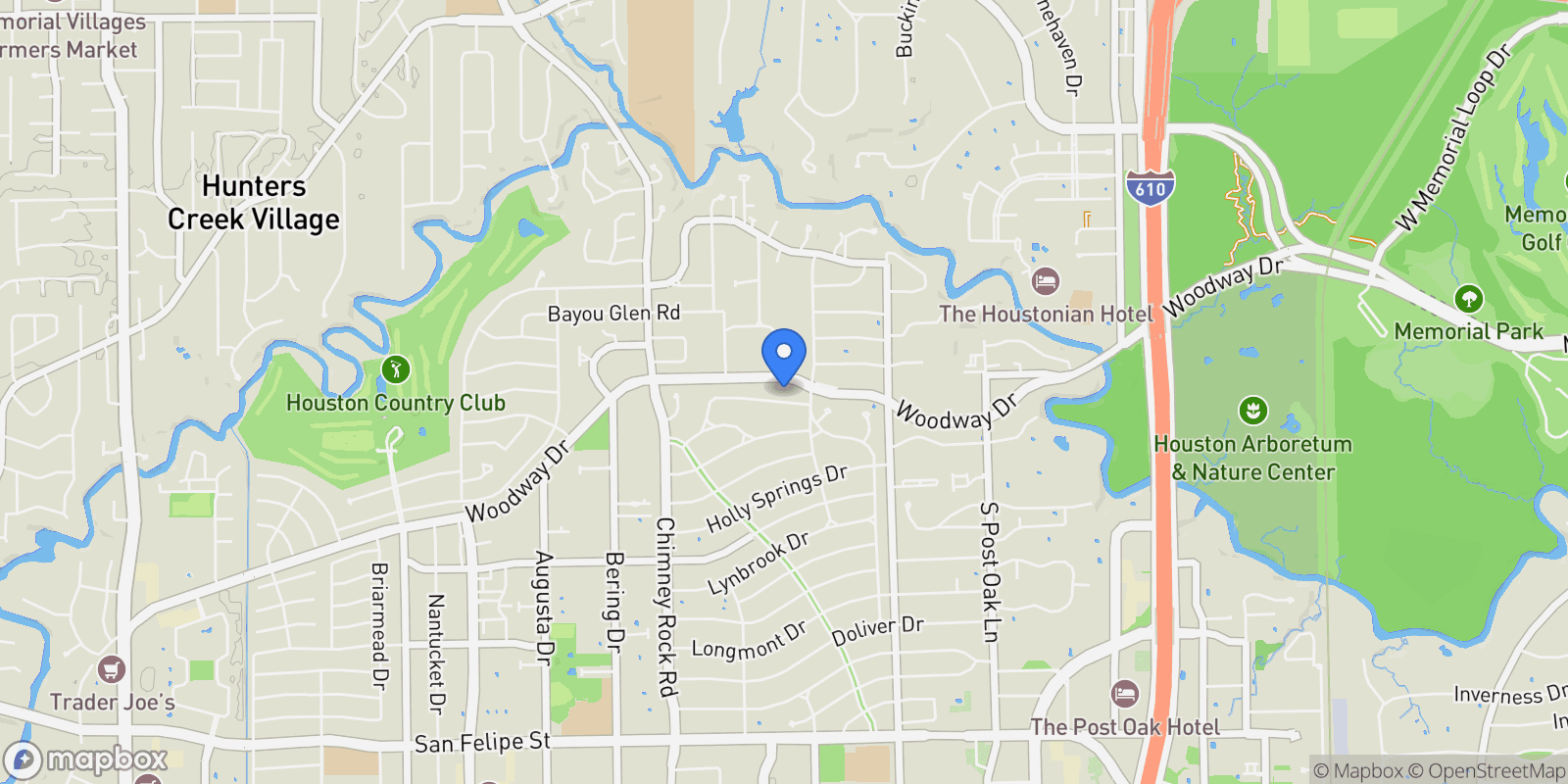 Map showing 5412 Sturbridge Drive, Houston, TX 77056, Houston, Texas, United States.