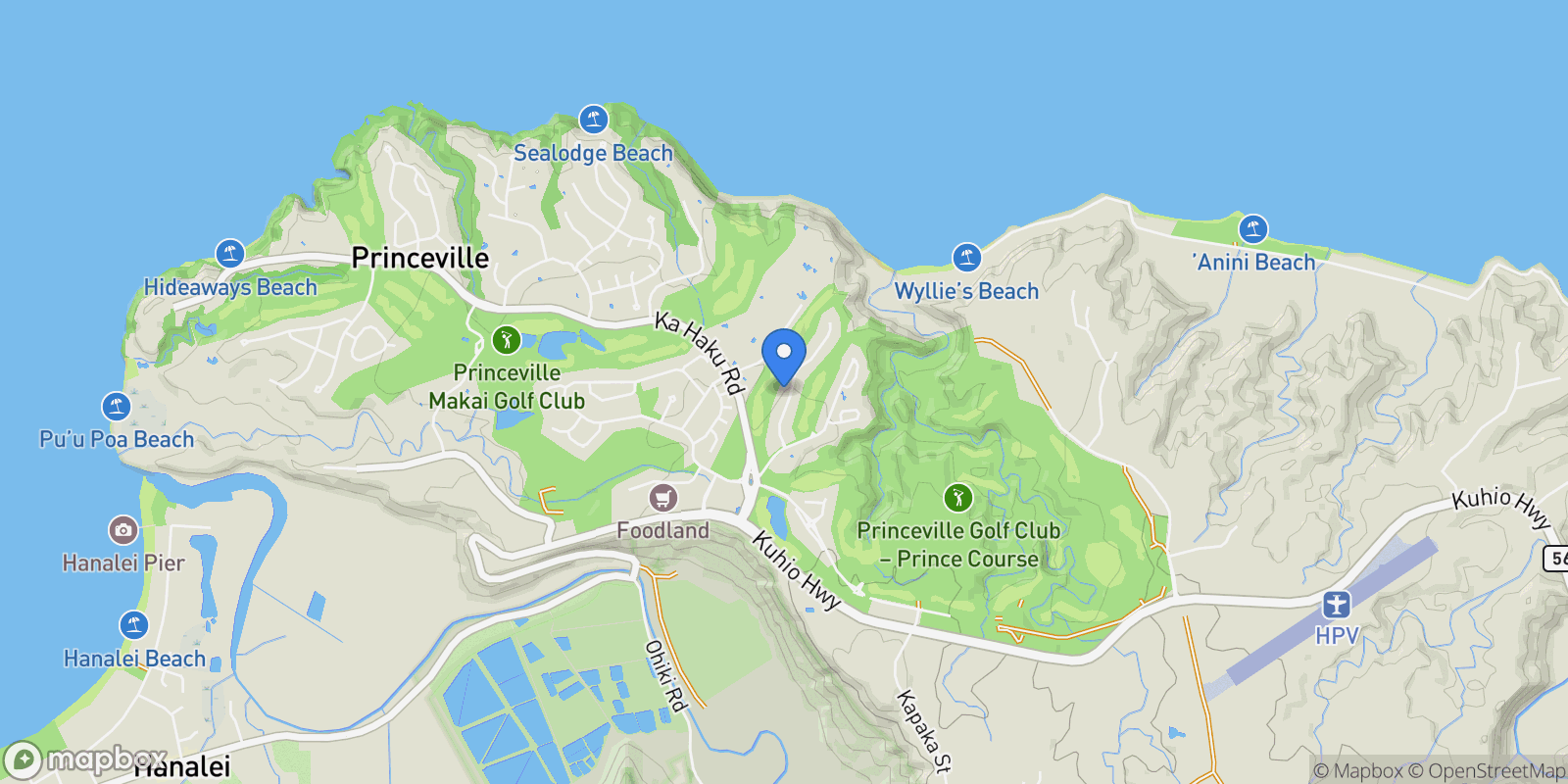 Map showing 4066 ALOALII DR, Princeville, HI, 96722, USA, Princeville, Hawaii, United States.