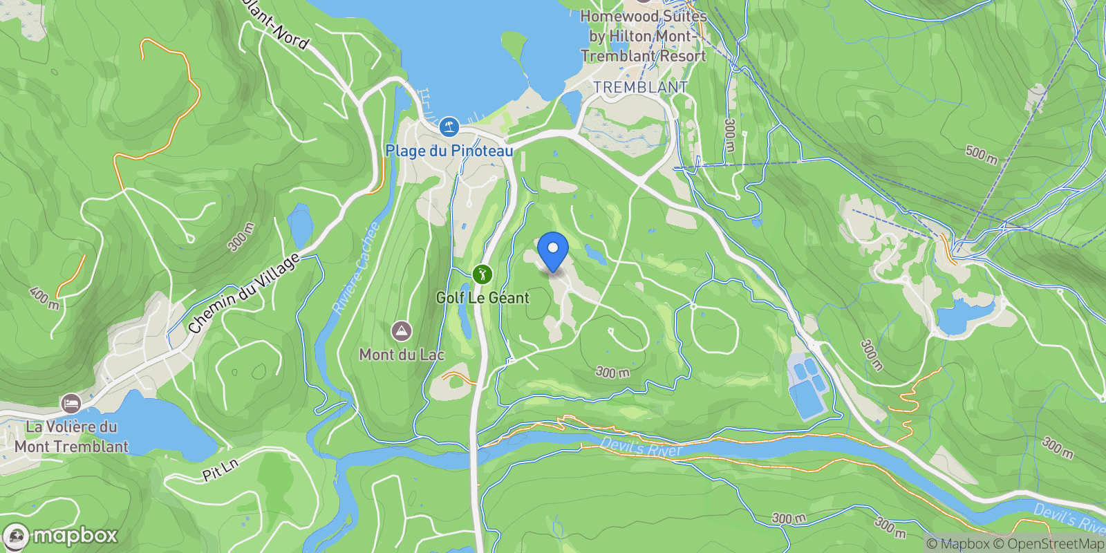 Map showing 1030 Allée de Verbier 203, Mont-Tremblant, Quebec, Canada.