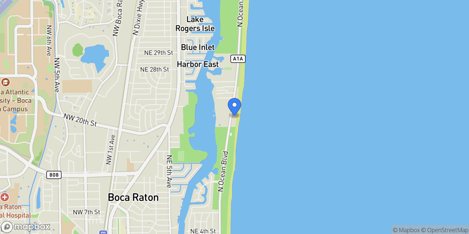 Map showing 2066 N Ocean 2se Boulevard 2se, Boca Raton, Florida, United States.