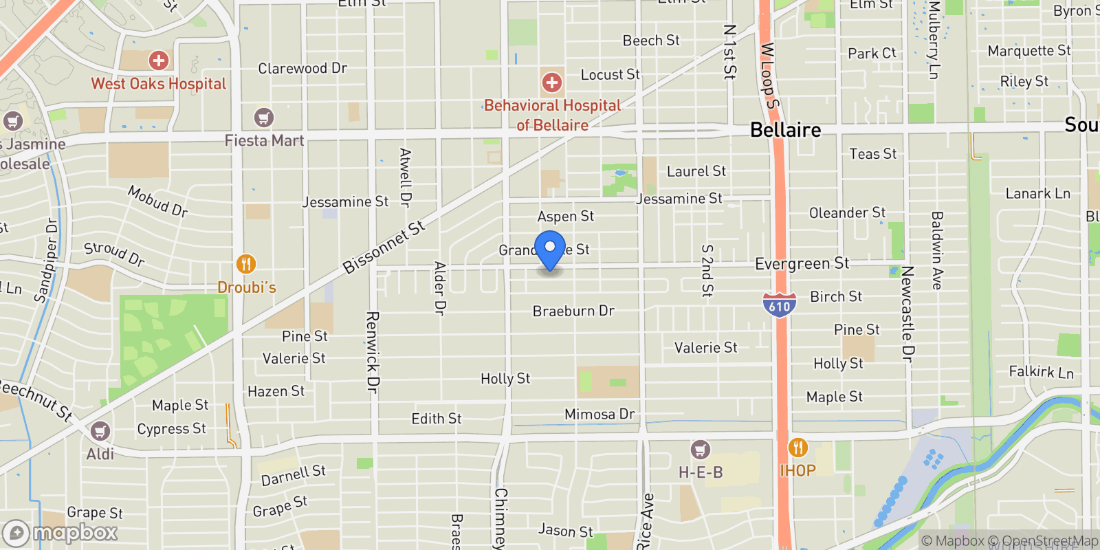 Map showing 5314 Patrick Henry Street, Bellaire, TX 77401, Bellaire, Texas, United States.