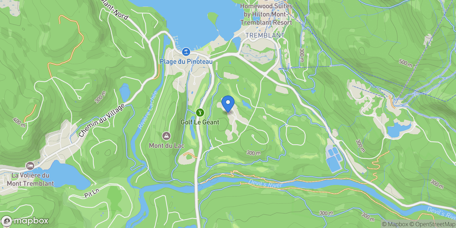 Map showing 1035 Allée de Verbier 203, Mont-Tremblant, Quebec, Canada.