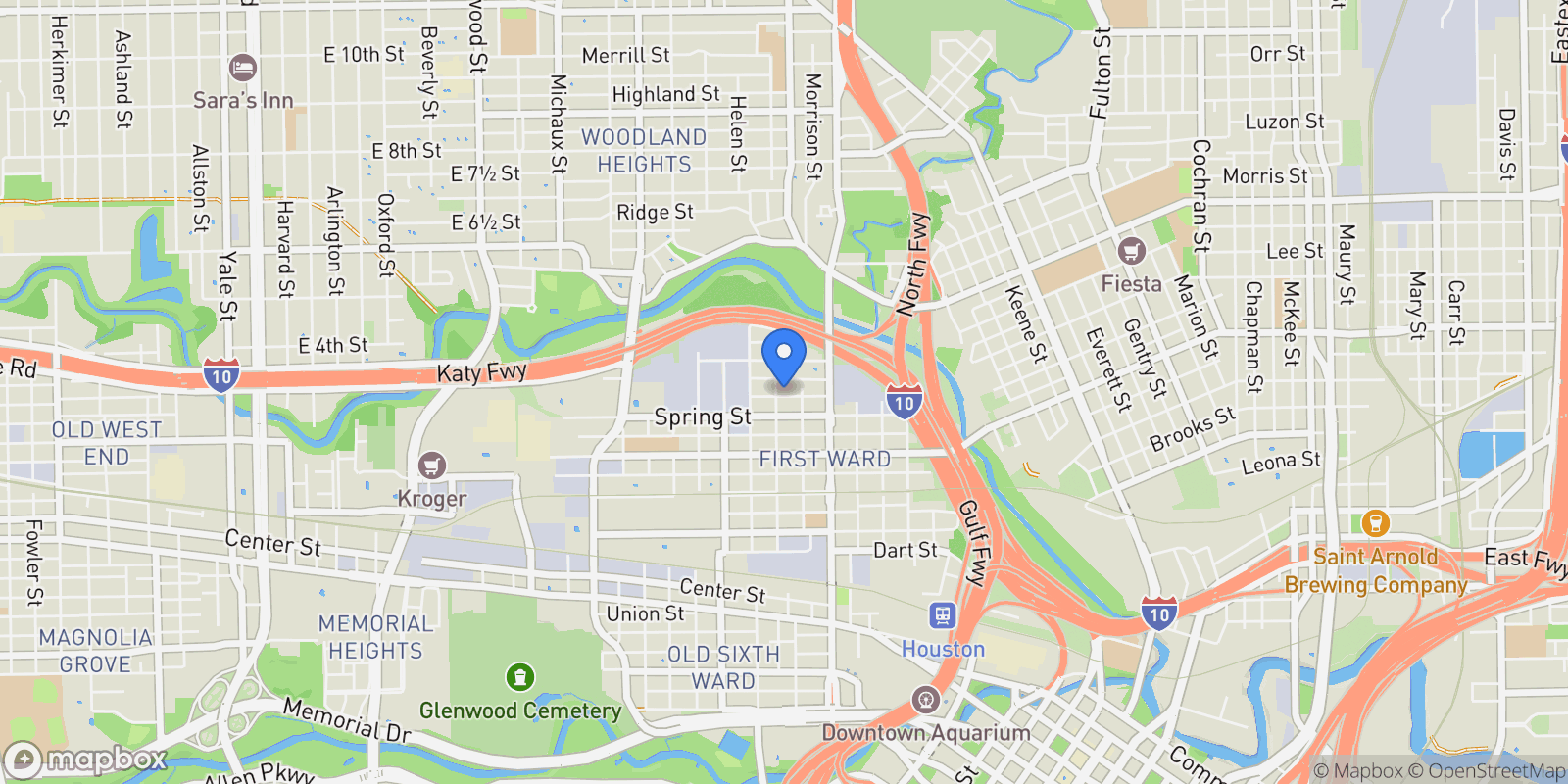 Map showing 1618 Ovid Street, Houston, TX 77007, Houston, Texas, United States.