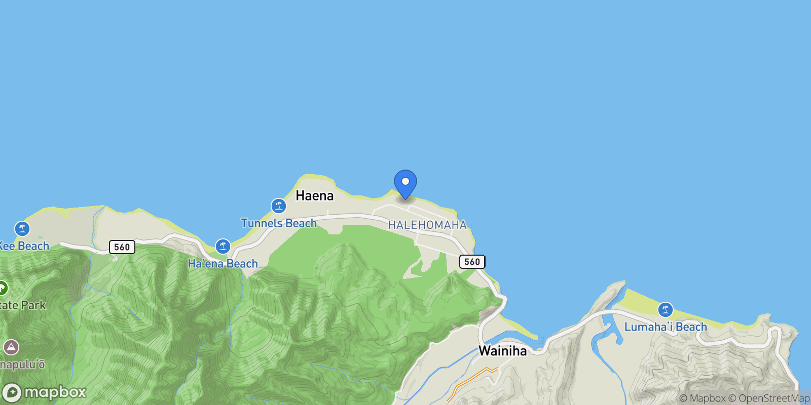 Map showing 7312 ALEALEA RD, Hanalei, HI, 96722, USA, Kapaʻa, Hawaii, United States.