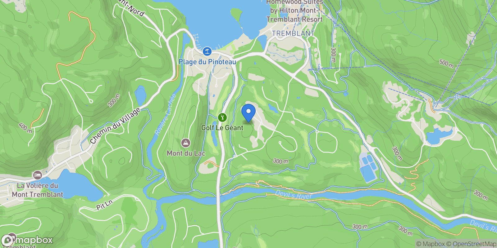 Map showing 1040 Allée de Verbier 201, Mont-Tremblant, Quebec, Canada.