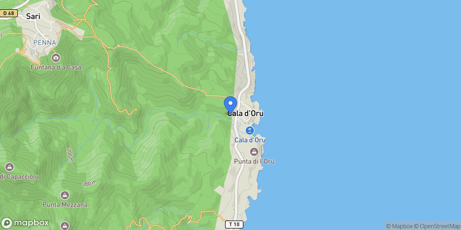 Map showing Sari-Solenzara, Corsica, France.