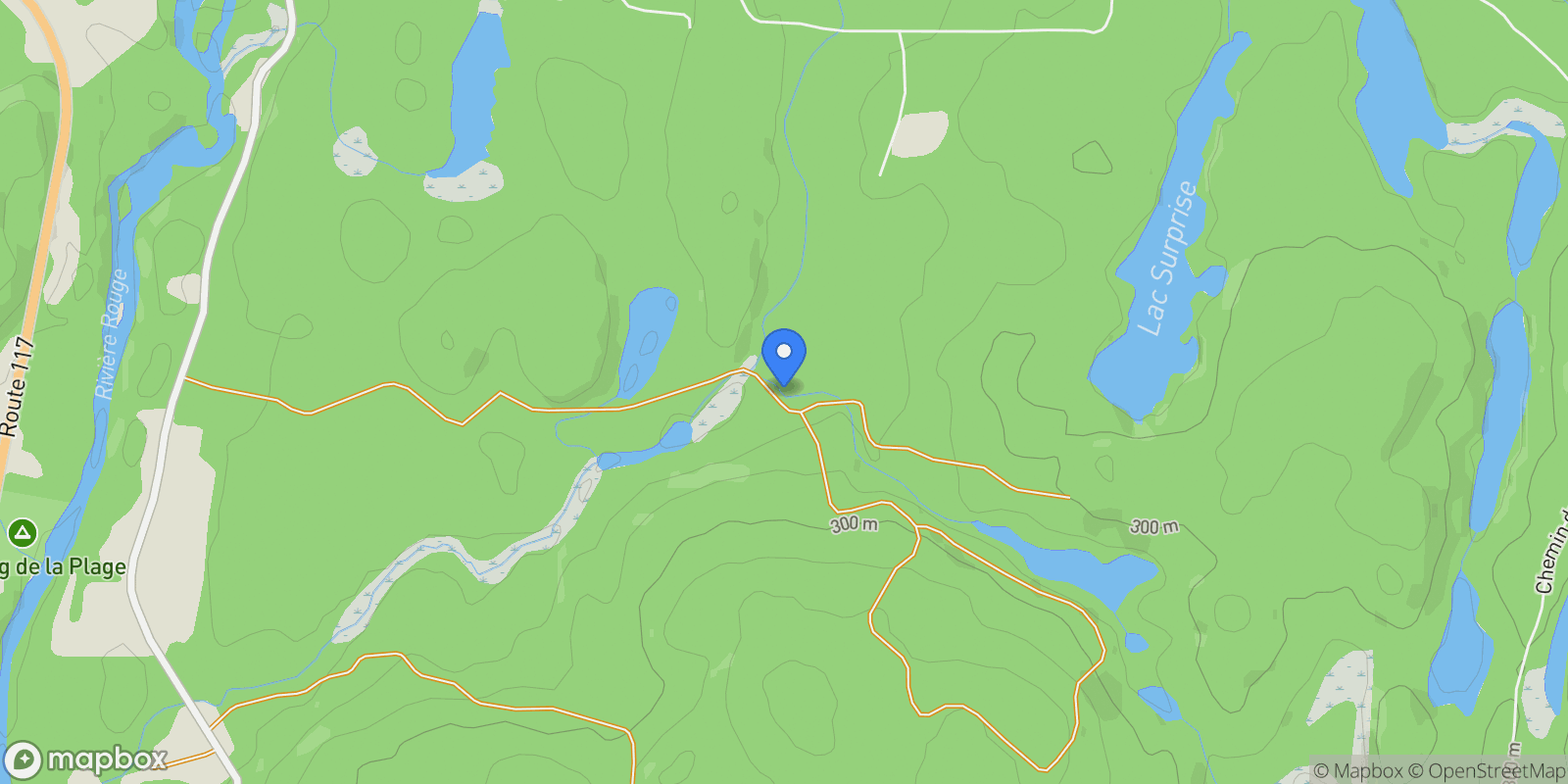 Map showing 312 Ch. des Cascades, La Macaza, Quebec, Canada.