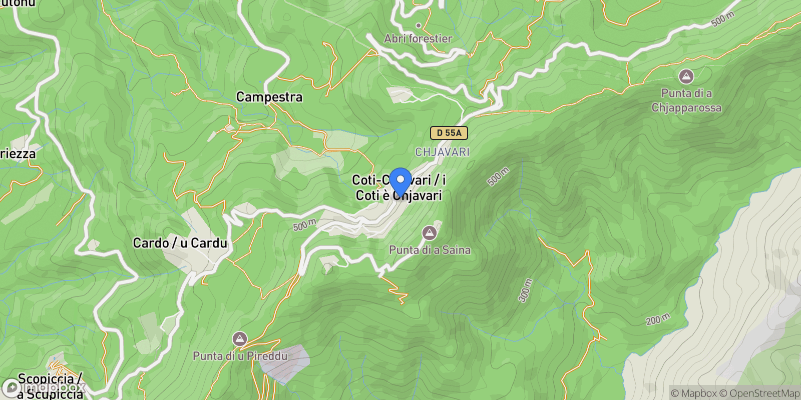 Map showing Coti-Chiavari, Corsica, France.