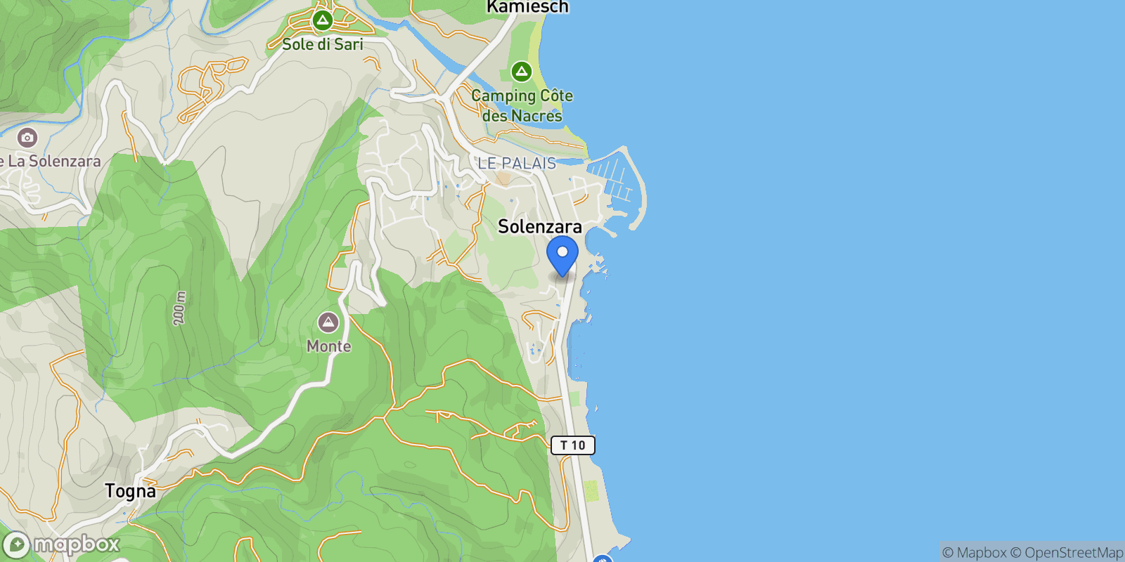 Map showing Sari-Solenzara, Corsica, France.