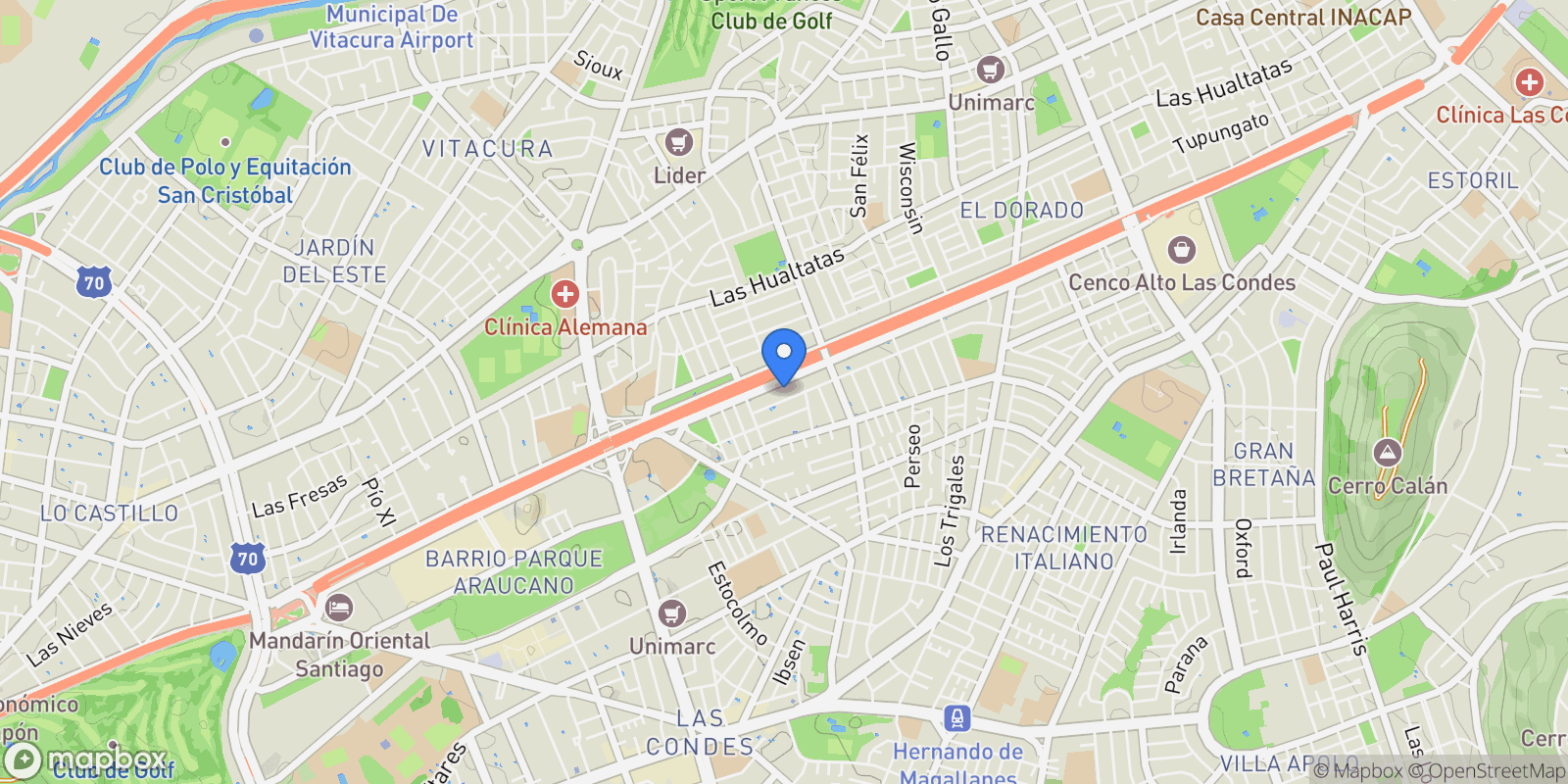 Map showing Hermanos Cabot  N., Las Condes, Las Condes, Santiago Metropolitan Region, Chile.