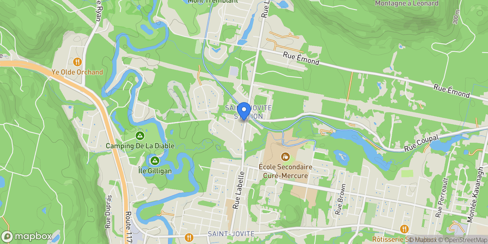 Map showing 933 Rue Labelle, Mont-Tremblant, Quebec, Canada.