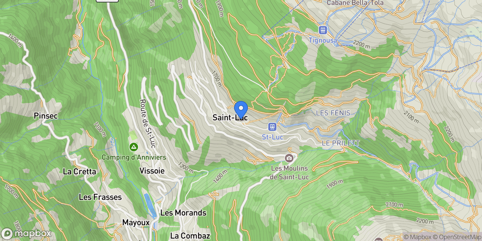 Map showing Anniviers, Valais, Switzerland.