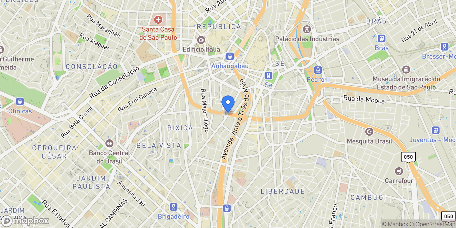 Map showing São Paulo, State of São Paulo, Brazil.