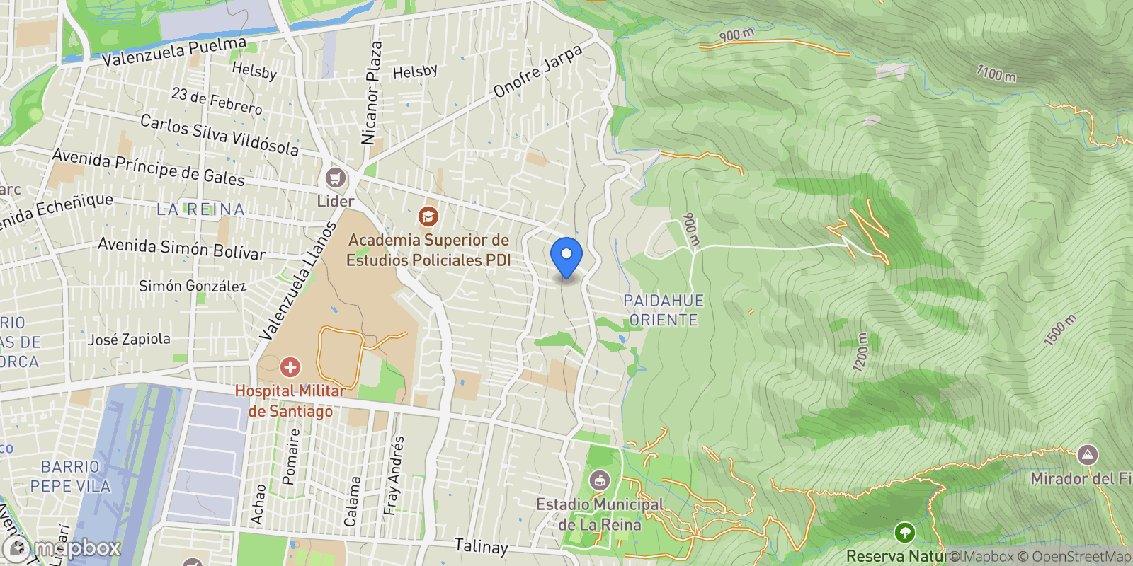Map showing Julia Bernstein, La Reina, La Reina, Santiago Metropolitan Region, Chile.