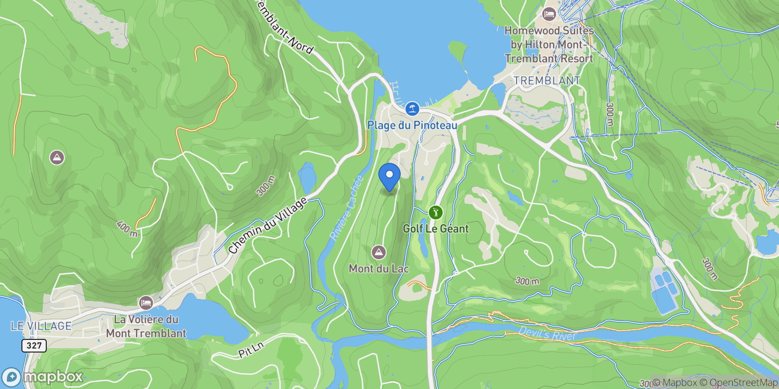 Map showing 243 Rue Pinoteau, Mont-Tremblant, Quebec, Canada.
