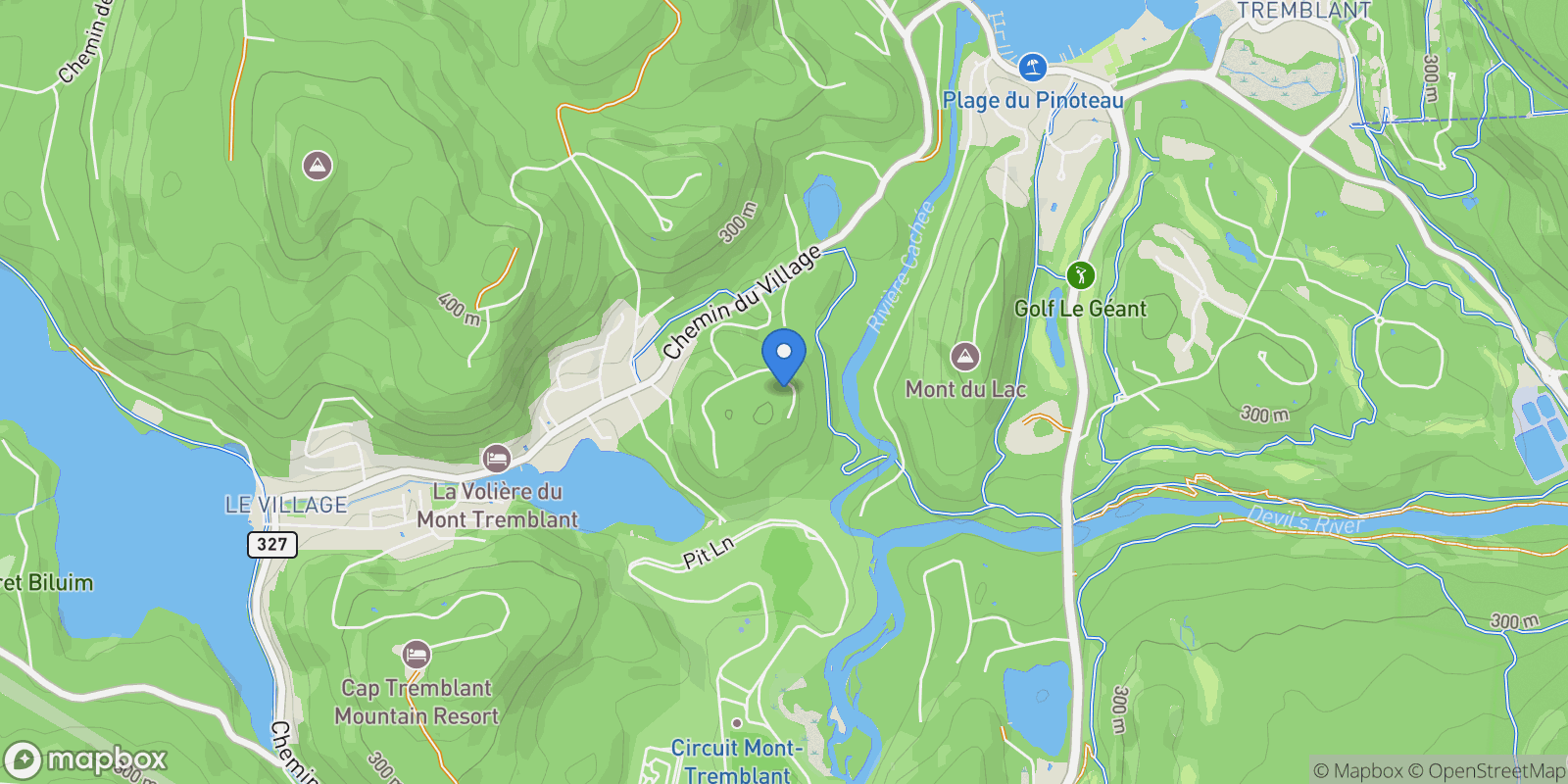 Map showing 129 Ch. des Ancêtres, Mont-Tremblant, Quebec, Canada.