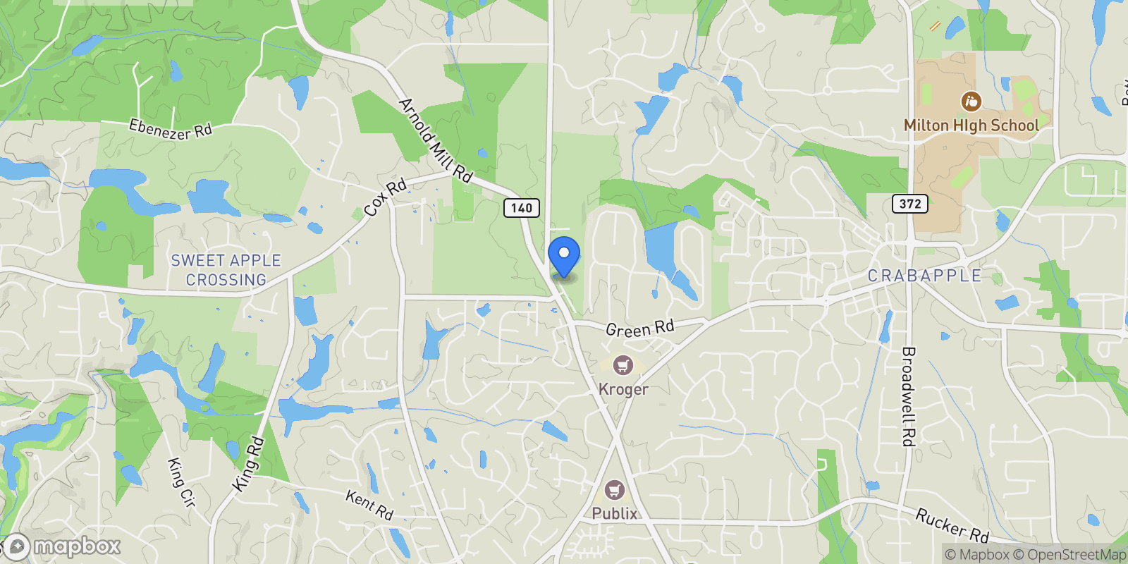 Map showing Milton, Georgia, United States.