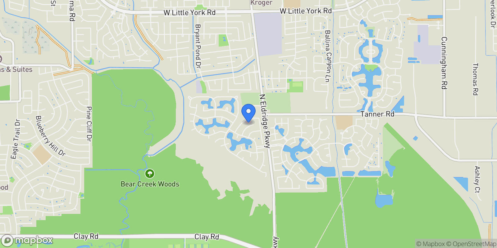 Map showing 5527 Fragrant Cloud Court, Houston, TX 77041, Houston, Texas, United States.
