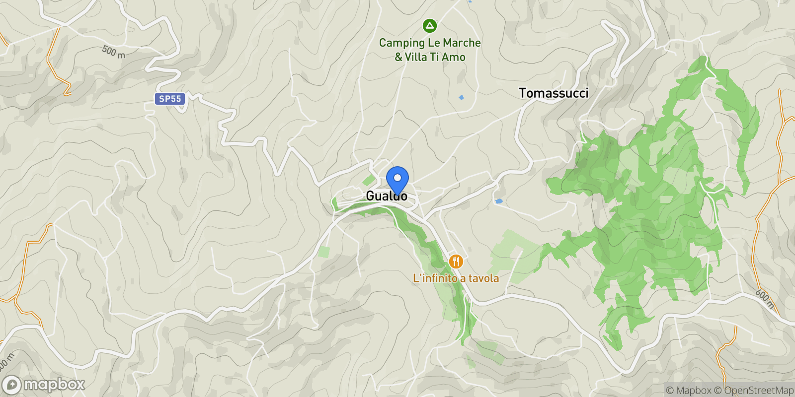 Map showing Gualdo via della libertà 9, Gualdo, Marche, Italy.