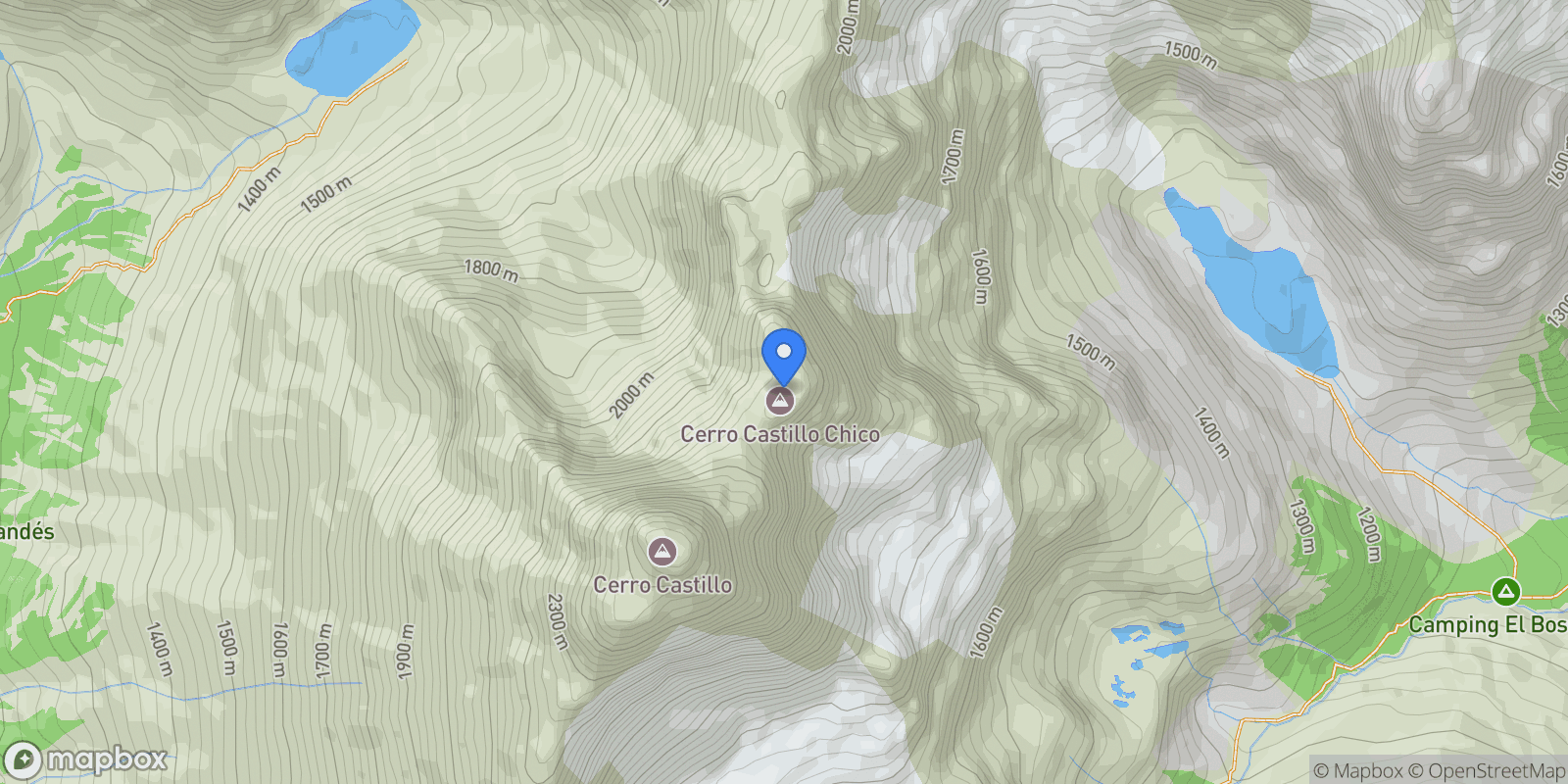 Map showing Cerro Castillo, Río Ibáñez, Aysén, Chile, Hueitra, Aysén, Chile.