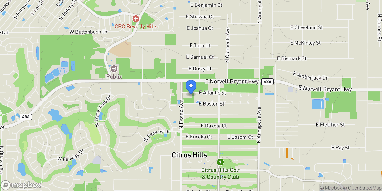 Map showing 152 E Atlantic Street, Hernando, FL 34442, Hernando, Florida, United States.
