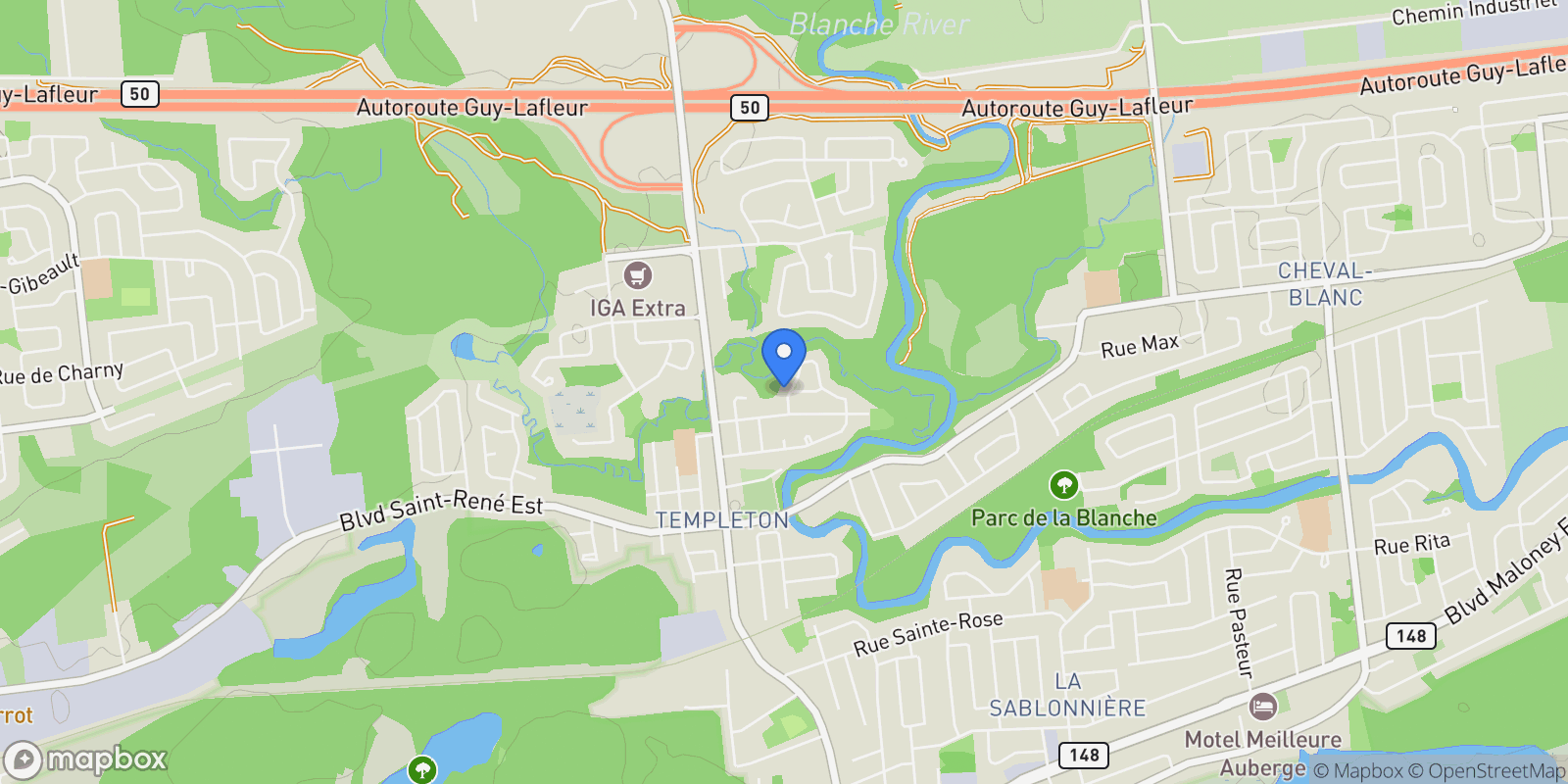 Map showing 201 Ch. des Quatre-Sommets 2, Gatineau, Quebec, Canada.